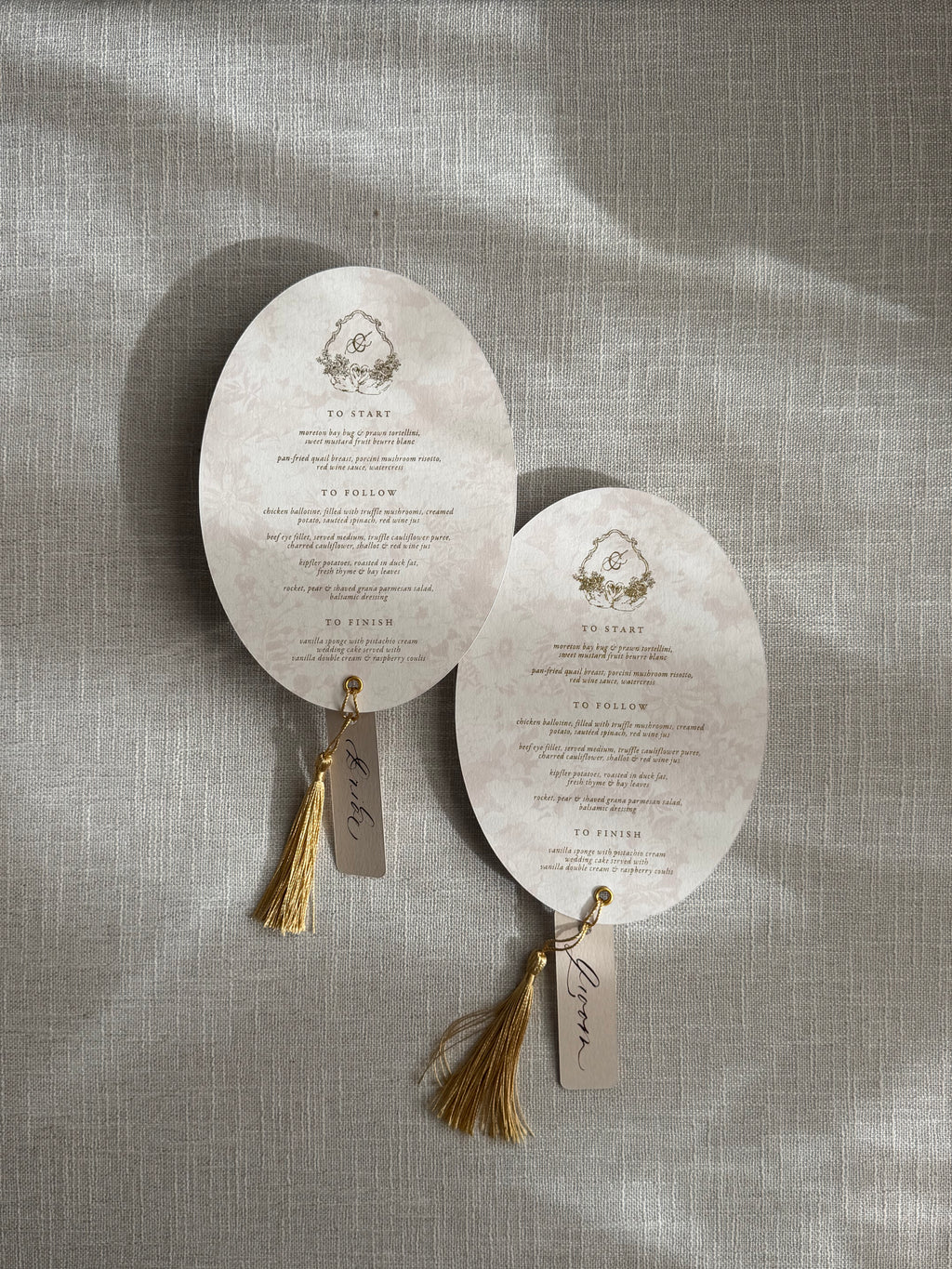 Ornate Menu - Die Cut, Foil Printing, Tassel